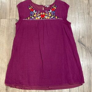 JODIFL Purple Embroidered Mini Sundress Summer Dress size L Large (P14) Boho